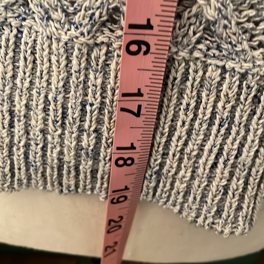 White + Warren Size L cable tank sleeveless sweater. Indigo combo. - Picture 5 of 15